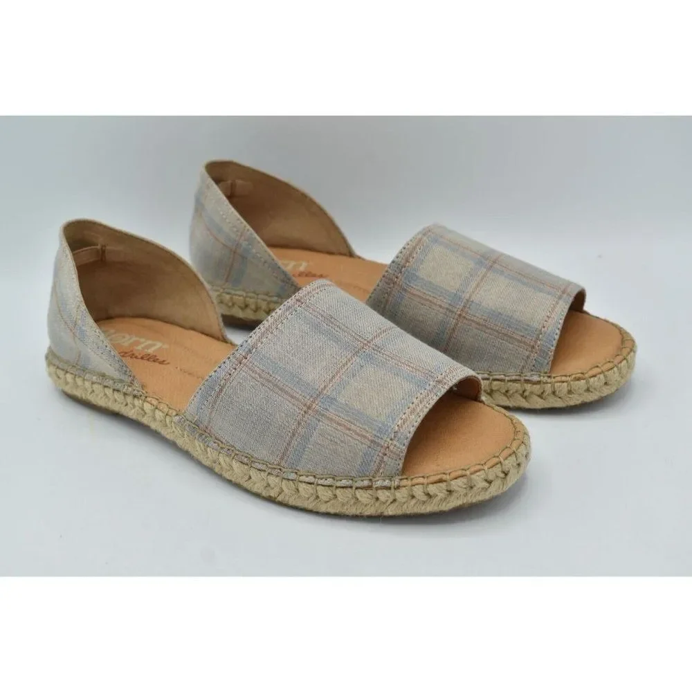 Born Womens Size 9.5 Seak Taupe‎ Beige Fabric Slip On Sandals Shoes